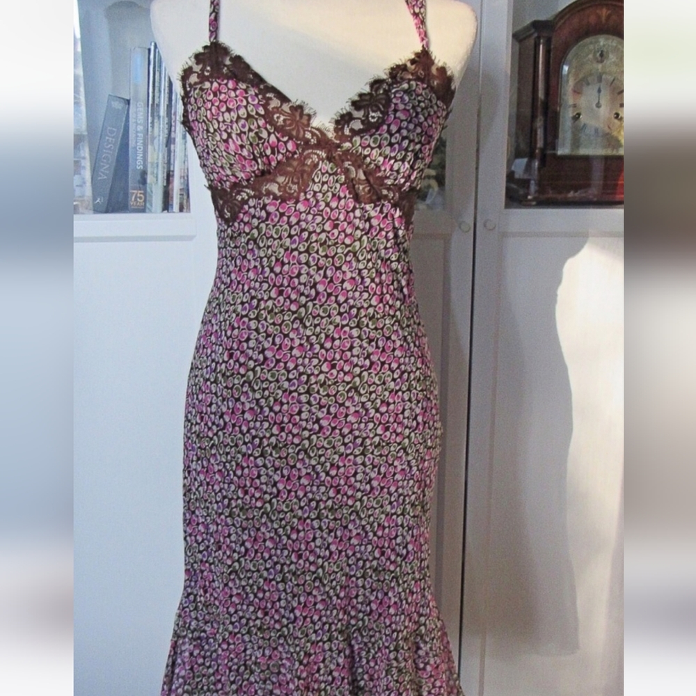 BCBGMAXAZRIA 100% Silk Romantic Ruffle Lace dress size small